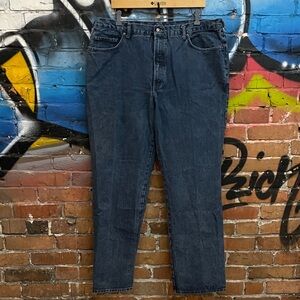 BROOKS BROTHERS 346-men’s medium dark wash cotton denim relaxed leg jeans